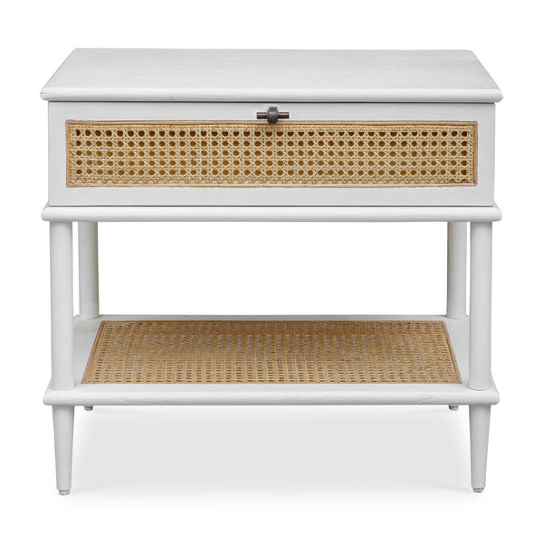 Uttermost Coast White Rattan Side Table