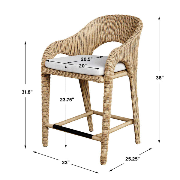 Uttermost Kavali Outdoor Wicker Counter Stool
