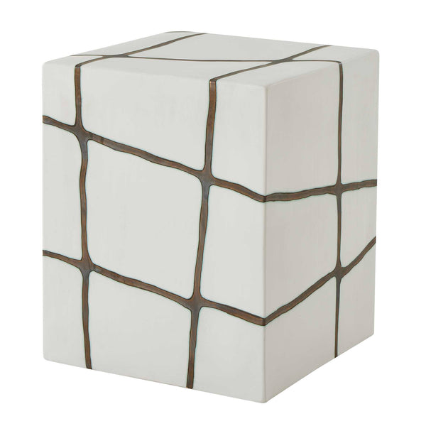 Uttermost Rocklyn White Cube Garden Stool