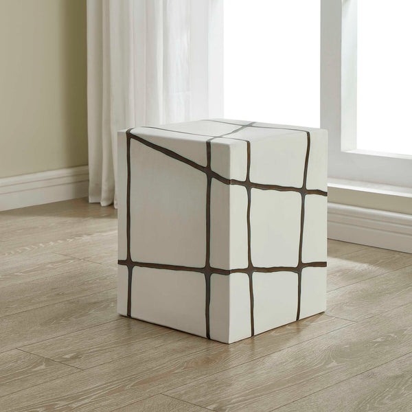 Uttermost Rocklyn White Cube Garden Stool