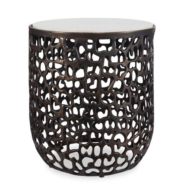 Uttermost Sabena White Marble Outdoor Side Table