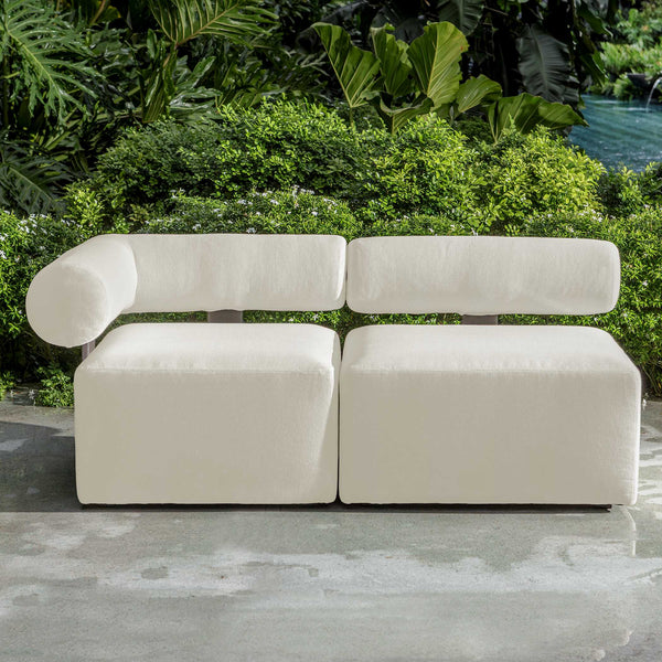 Uttermost Bolster Back White Outdoor Corner Sofa