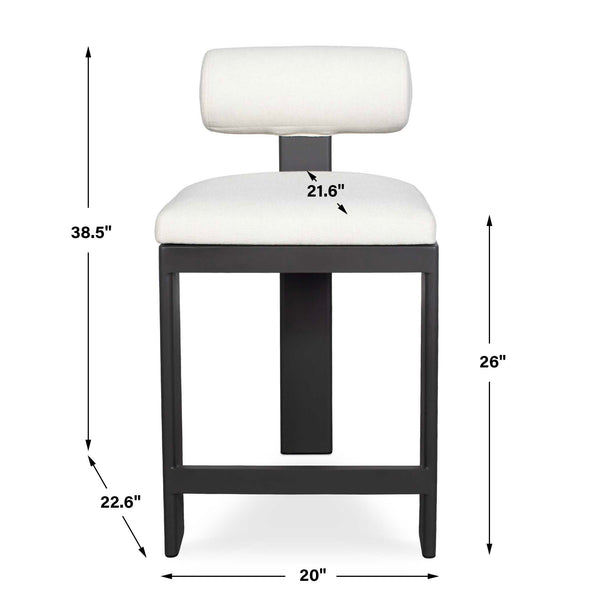 Uttermost Bolster Back White Outdoor Counter Stool