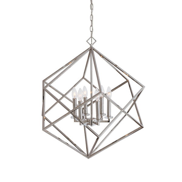 Uttermost Euclid 6 Light Nickel Cube Pendant