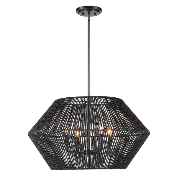 Uttermost Suva 4 Light Black Rope Pendant