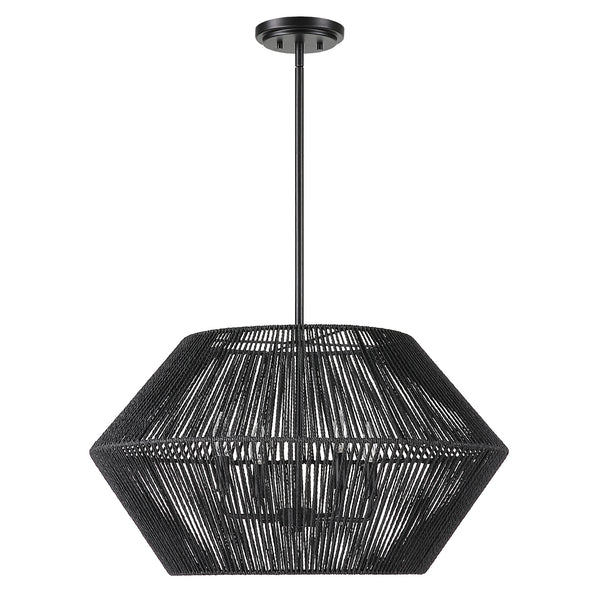 Uttermost Suva 4 Light Black Rope Pendant