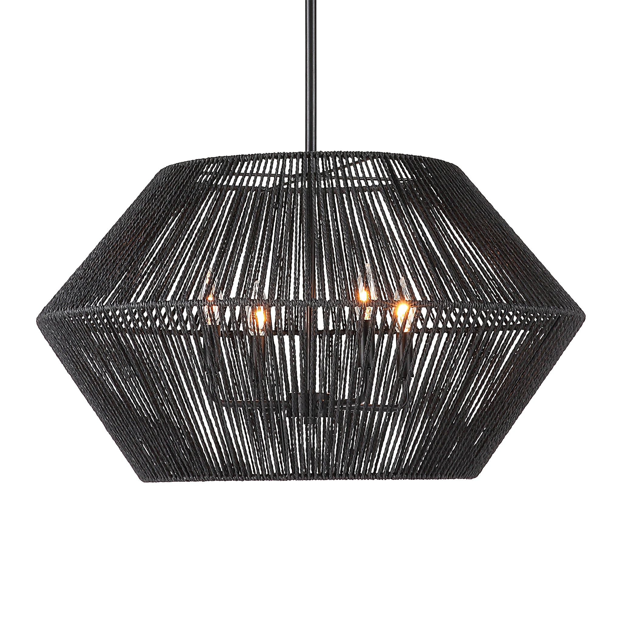 Uttermost Suva 4 Light Black Rope Pendant