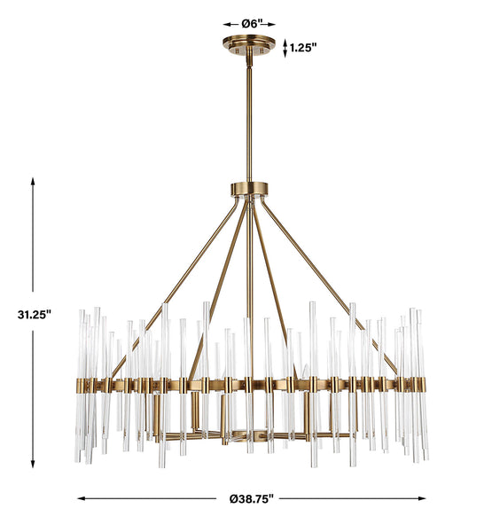 Uttermost Crystal Stick 8 Light Brass Chandelier