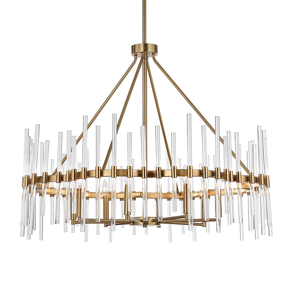Uttermost Crystal Stick 8 Light Brass Chandelier