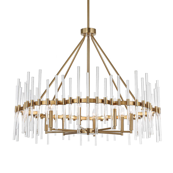 Uttermost Crystal Stick 8 Light Brass Chandelier