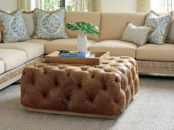 Laurel Leather Cocktail Ottoma