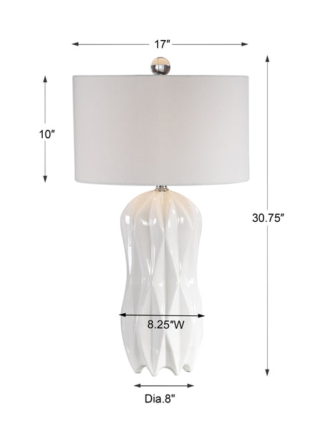 Uttermost Malena Glossy White Table Lamp