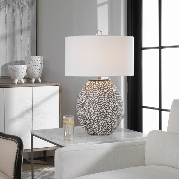 Uttermost Cyprien Gray White Table Lamp