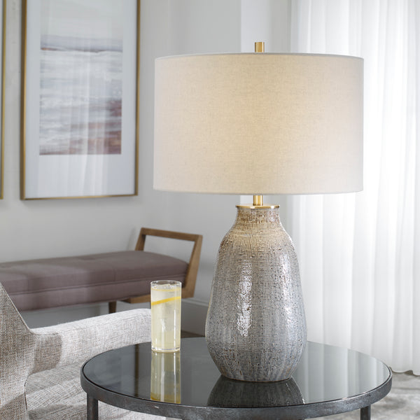 Uttermost Monacan Gray Textured Table Lamp