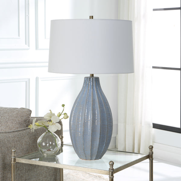 Uttermost Veston Blue Glaze Table Lamp