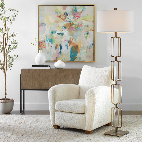 Uttermost Link Brushed Gold Floor Lamp