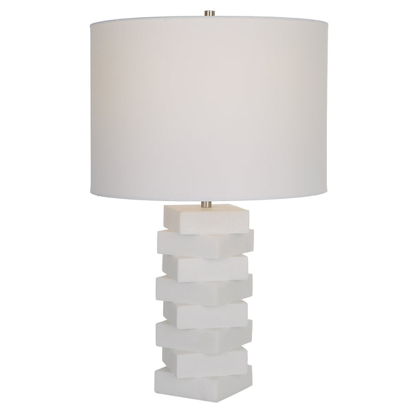 Uttermost Ascent White Geometric Table Lamp