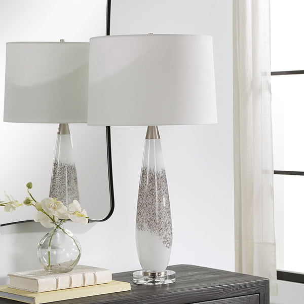 Uttermost Quinn White & Silver Table Lamp