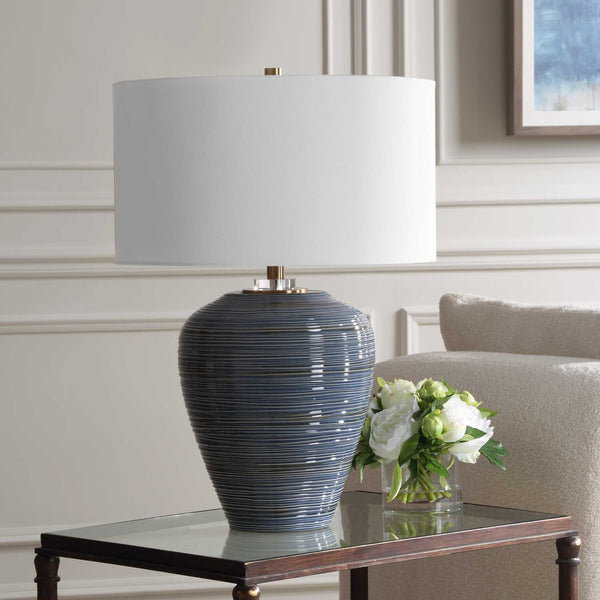 Uttermost Moher Glossy Blue Table Lamp