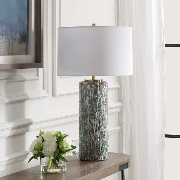 Uttermost Meltdown Ivory Teal Table Lamp