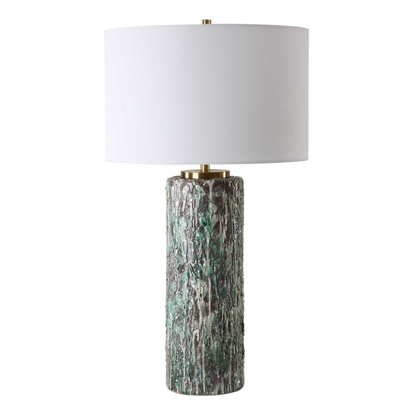 Uttermost Meltdown Ivory Teal Table Lamp