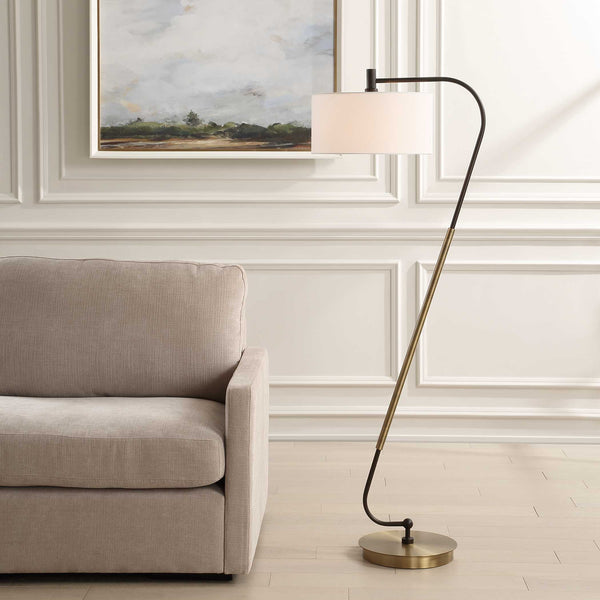 Uttermost Irwin Curved Brass Floor Lamp