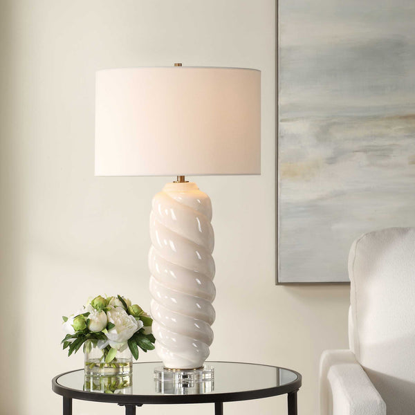 Uttermost Anneli White Swirl Table Lamp