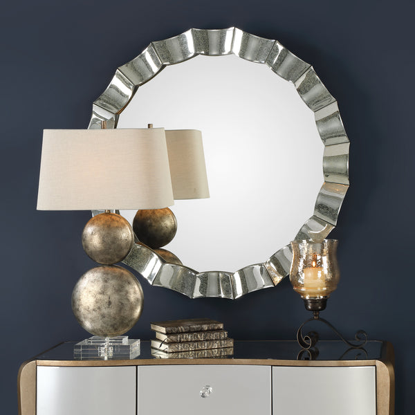 Uttermost Sabino Scalloped Round Mirror