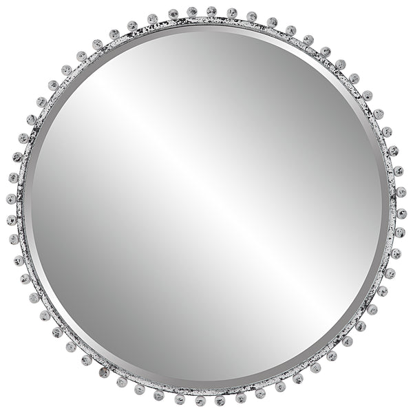 Uttermost Taza Aged White Round Mirror