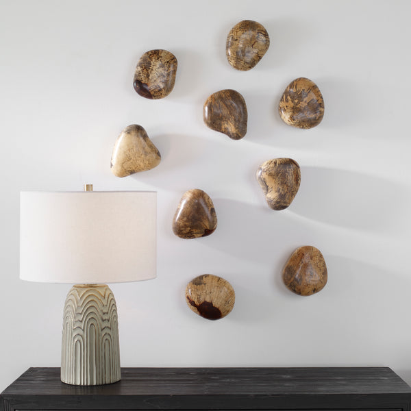 Uttermost Pebbles Blonde Wood Wall Décor, S/9