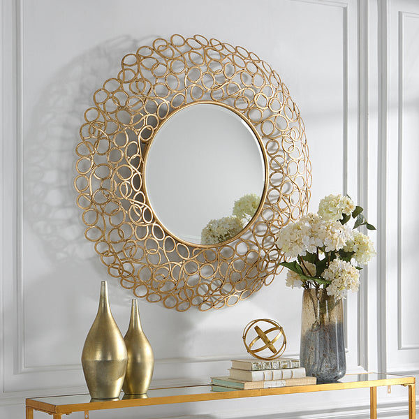 Uttermost Swirl Round Gold Mirror