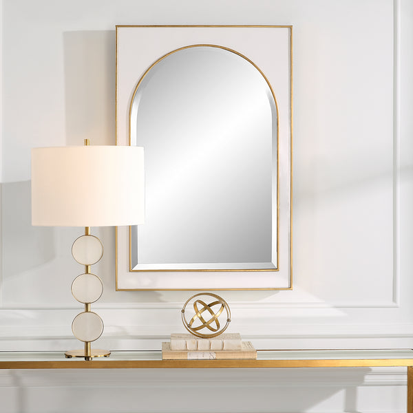 Uttermost Crisanta Gloss White Arch Mirror