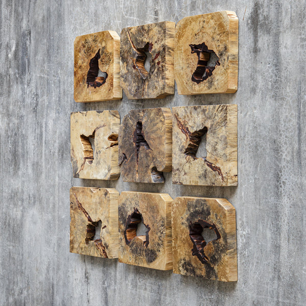 Uttermost Bahati Wood Wall Décor In Natural, S/9