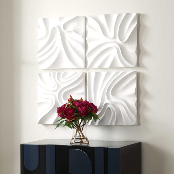 Uttermost Snowdrift Sculpted White Wall Decor Set/4