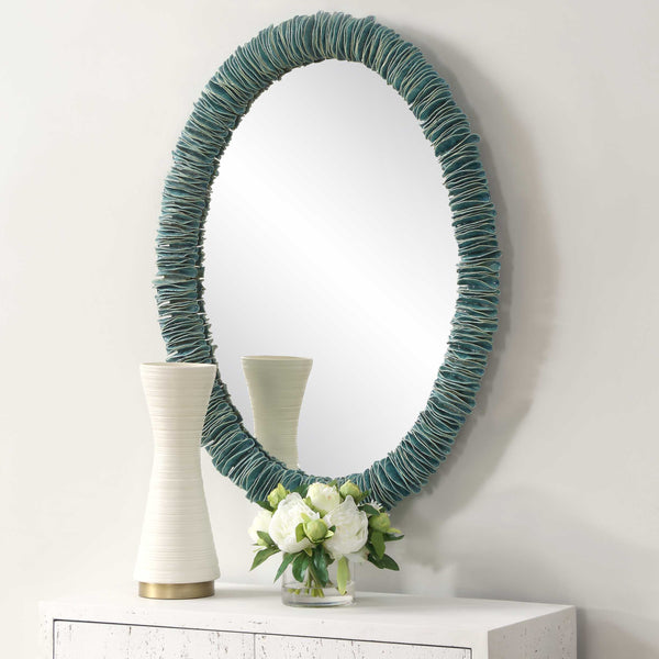 Uttermost Bonaire Teal Blue Oval Mirror