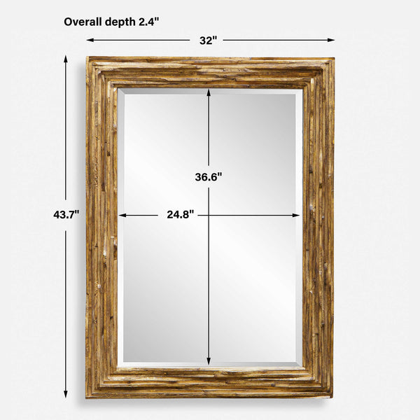 Uttermost Overlap Teak Wood Mirror