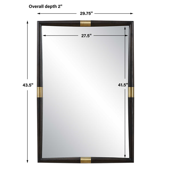 Uttermost Larkin Dark Wood & Brass Mirror