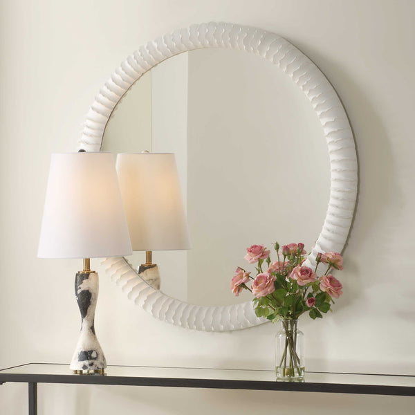 Uttermost Akiko White Round Mirror