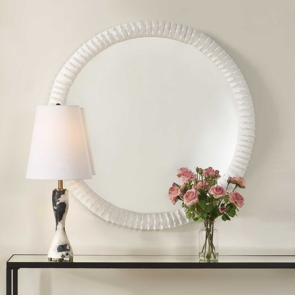 Uttermost Akiko White Round Mirror