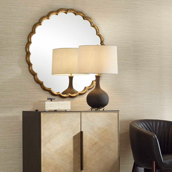 Uttermost Cerrito Antique Brass Round Mirror