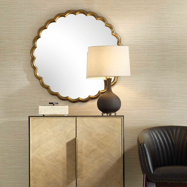 Uttermost Cerrito Antique Brass Round Mirror