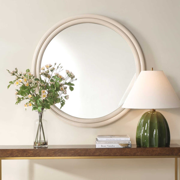 Uttermost Florian Warm White Round Mirror