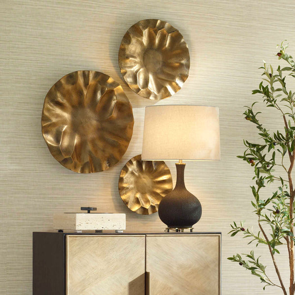 Uttermost Peonia Outdoor Gold Wall Art Set/3