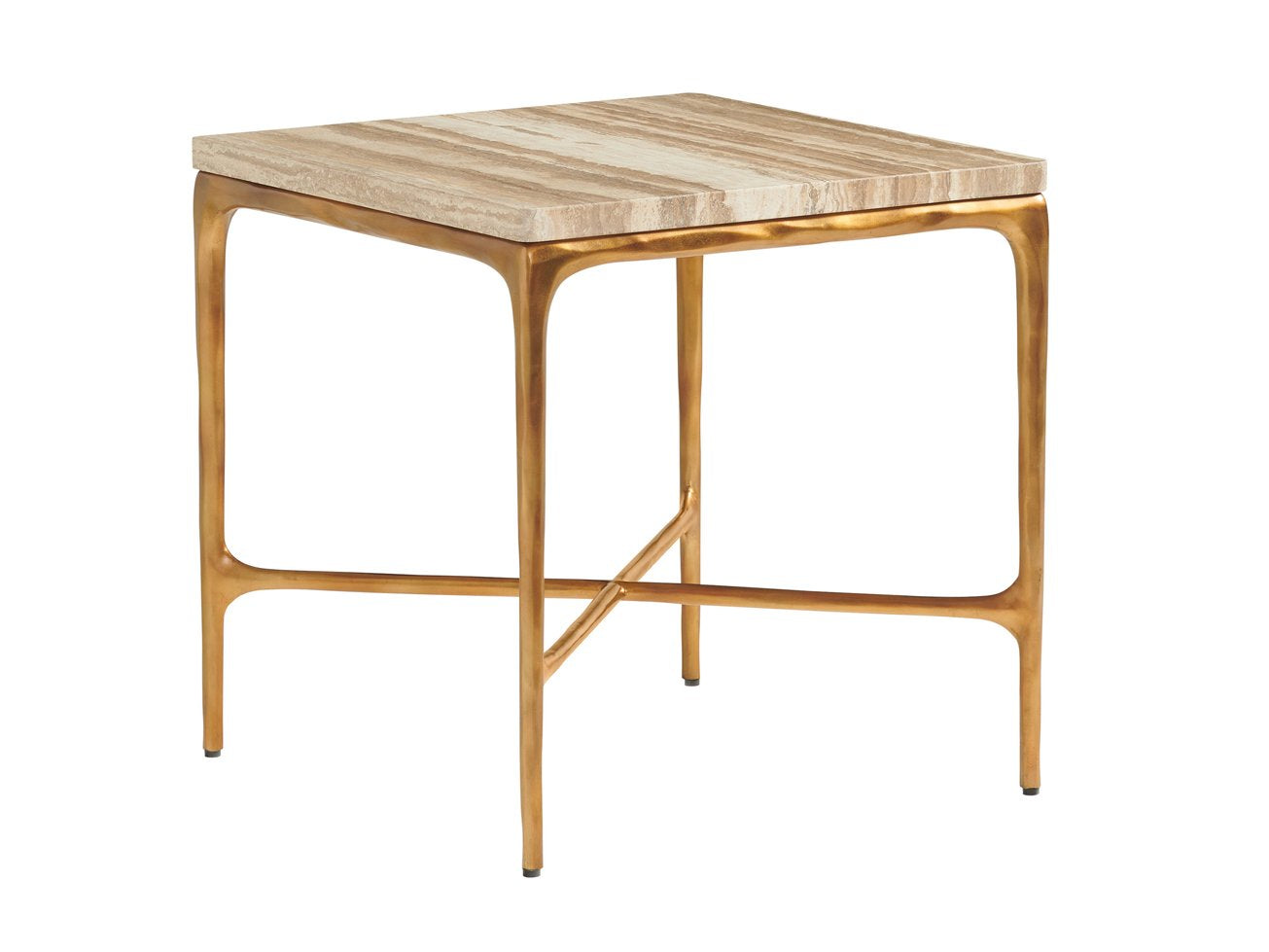 Menlo Park Metal End Table with Stone Top