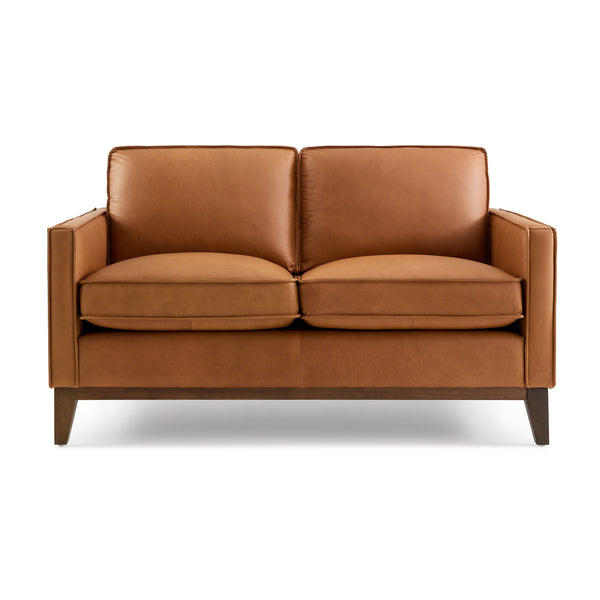Wells Collection Loveseat Chestnut leather