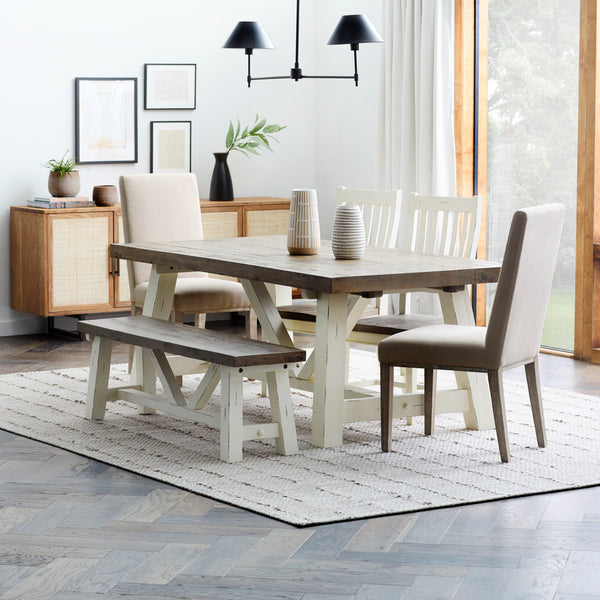 Chester Dining Bench Distressed White finish
