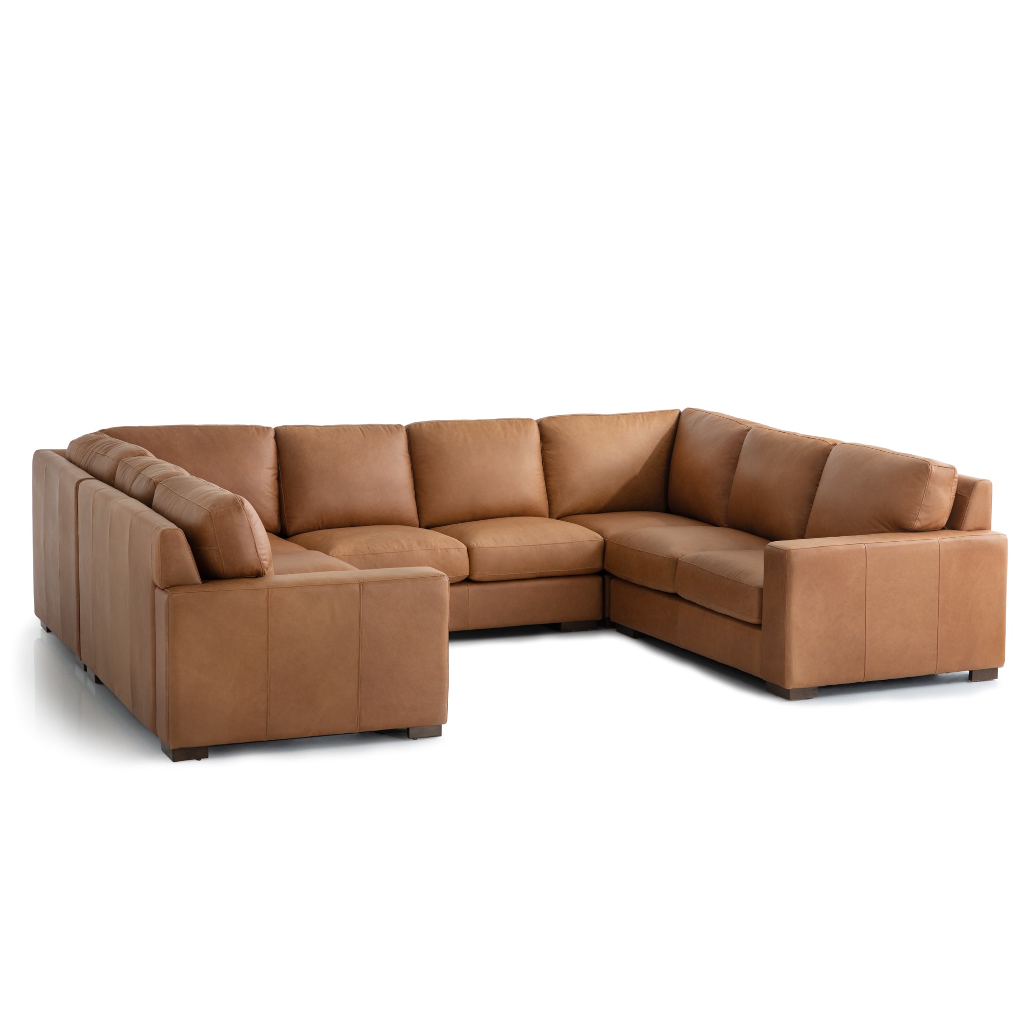 Tolland U Shaped Sectional Chestnut leather