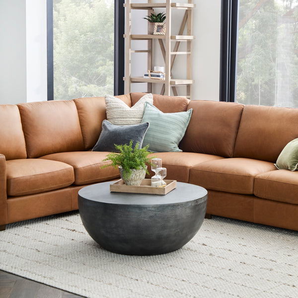 Tolland U Shaped Sectional Chestnut leather