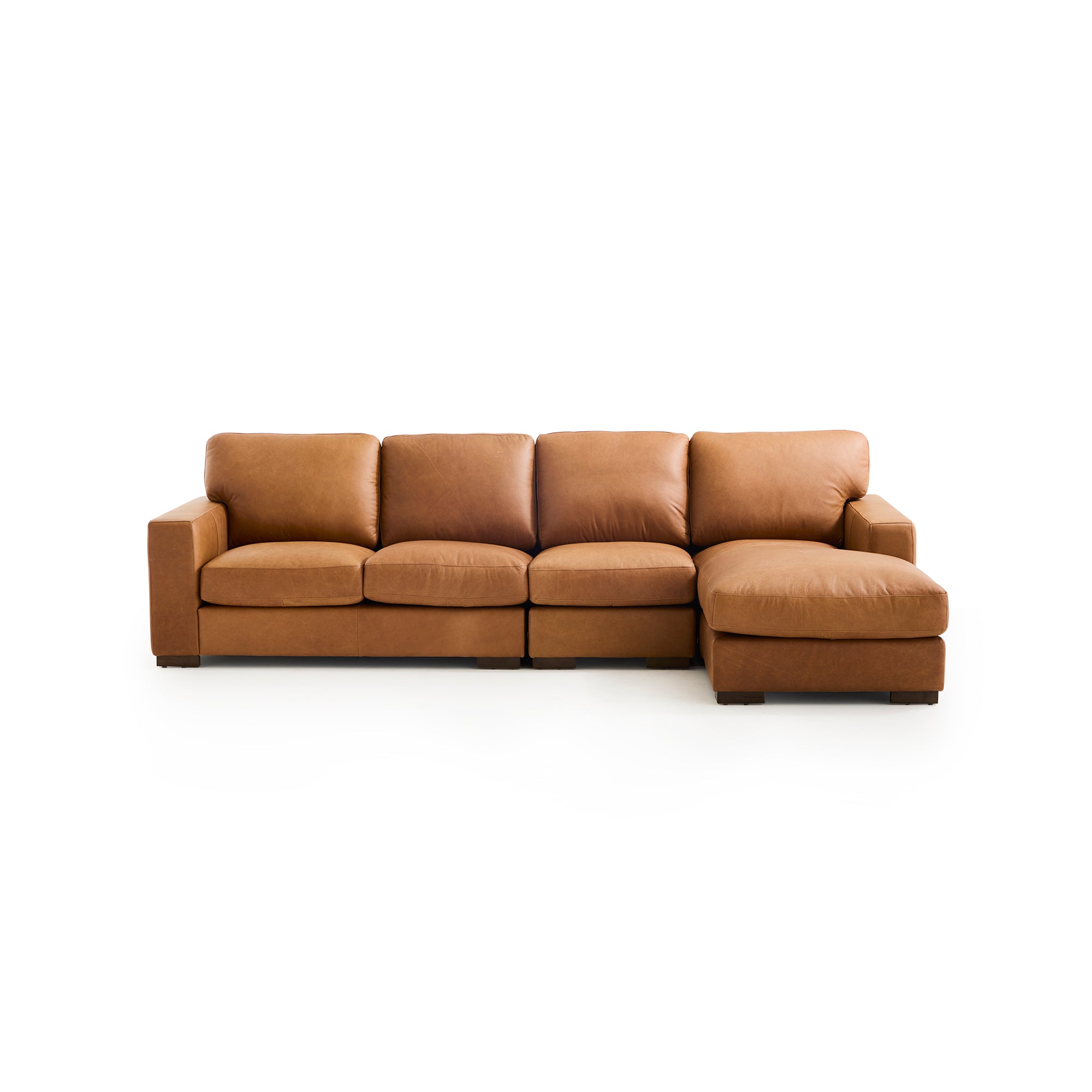 Tolland RAF Chaise Shaped Sectional Chestnut leather