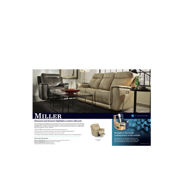 Miller Reclining Sofa Power Recline,Headrest & Lumbar